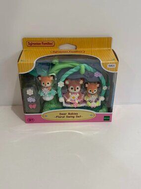 Calico Critter Sylvanian Families Deer Babies Floral Swing Set